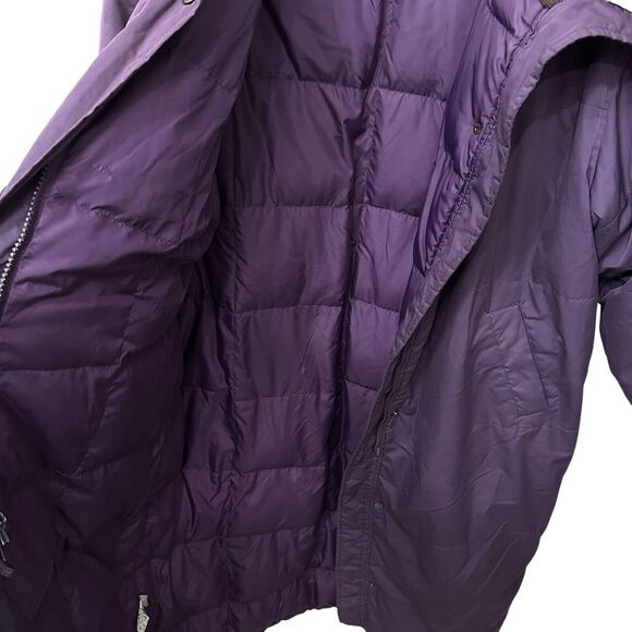 VTG Eddie Bauer Goose Down Fur Collar Women's Trench Coat Parka Size XL Purple‎ - Picture 9 of 14
